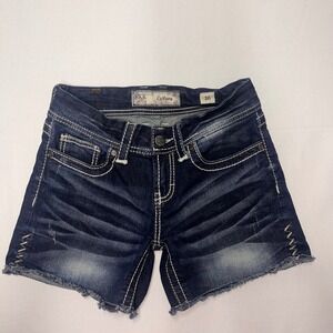 BKE Culture Denim Shorts Dark Wash Distressed Frayed Hem Women's Size 26‎